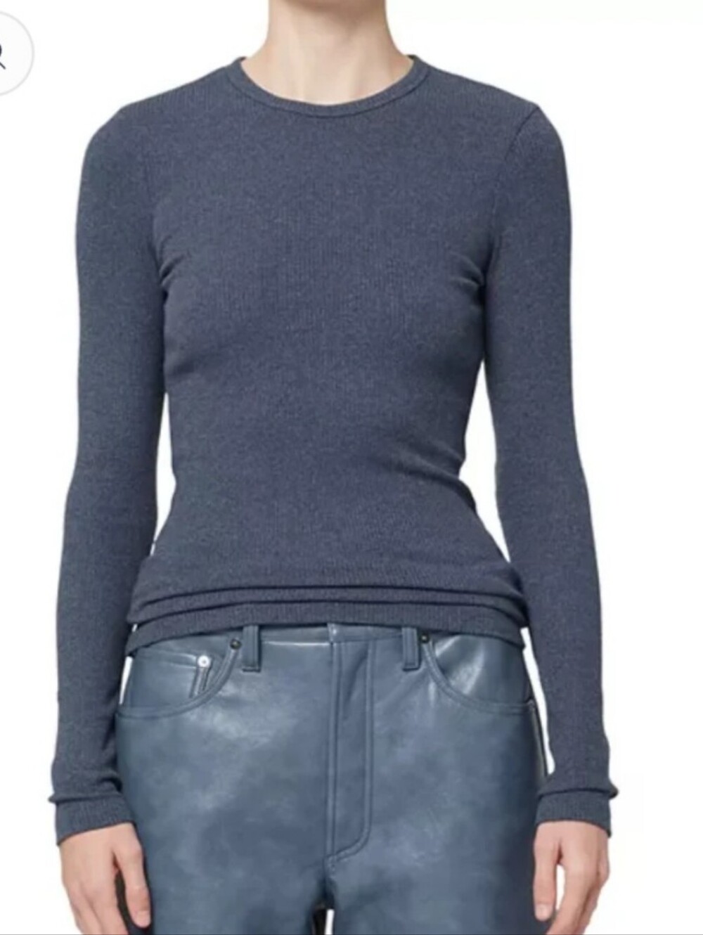 Agolde Slim Ribbed Delphi Slim Tee Blue